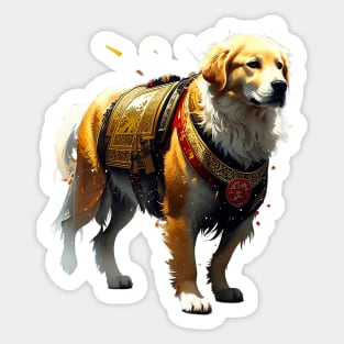 Loyal Protector - Golden Retriever in Samurai Armor Sticker